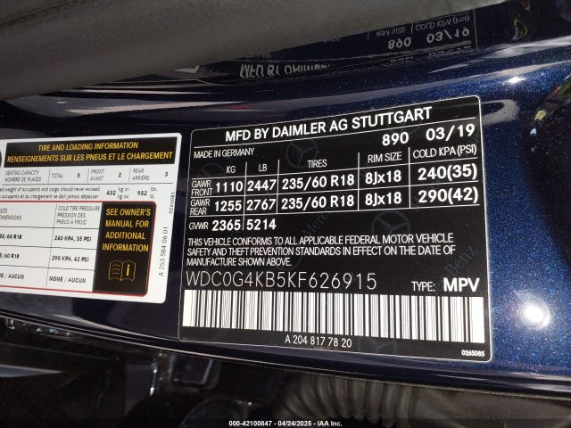 WDC0G4KB5KF626915 Mercedes-Benz Glc 300 4matic