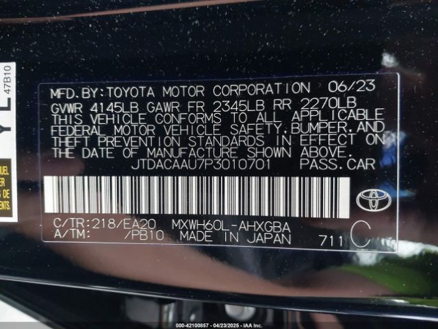 JTDACAAU7P3010701 Toyota PRIUS XLE