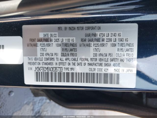 JM3KFBCM5N0635733 Mazda Cx-5 2.5 S Preferred