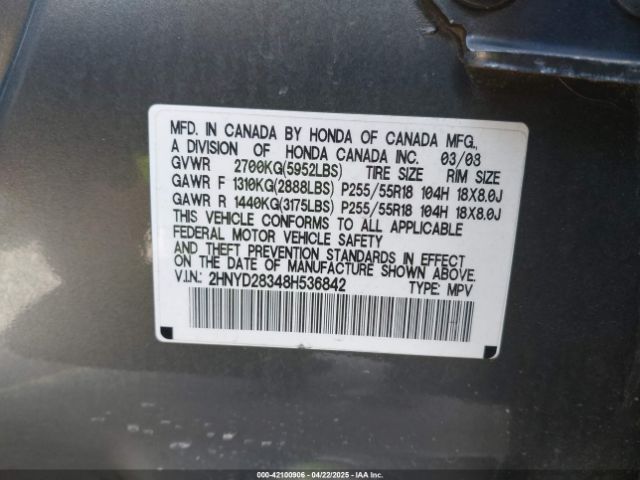 2008 ACURA MDX 2HNYD28348H536842 Photo 8