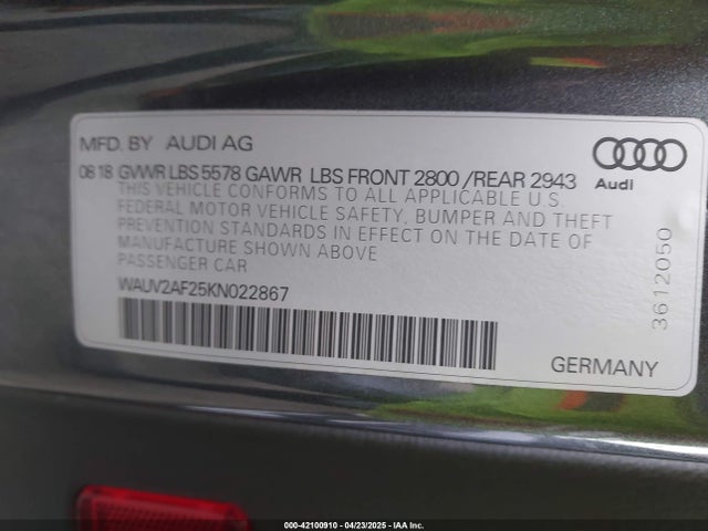 WAUV2AF25KN022867 Audi A7 55 Premium