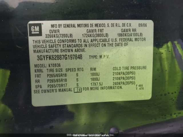 2007 CADILLAC ESCALADE EXT 3GYFK62887G197848 Photo 8