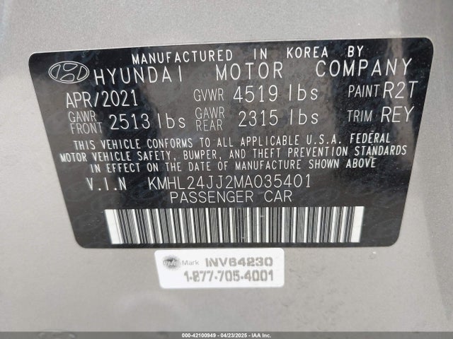 KMHL24JJ2MA035401 Hyundai Sonata Blue