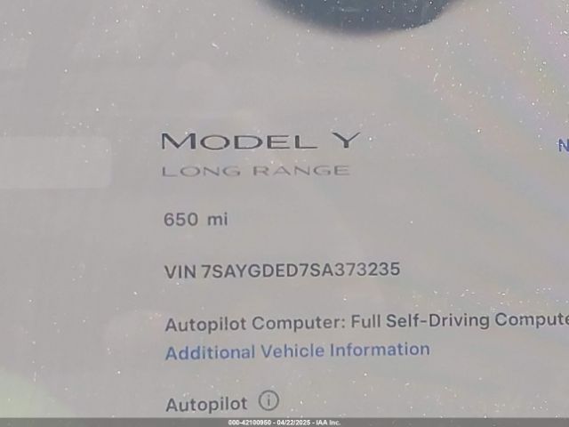 7SAYGDED7SA373235 Tesla Model Y Long Range Dual Motor All-wheel Drive