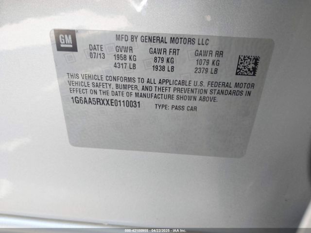 1G6AA5RXXE0110031 Cadillac Ats Standard