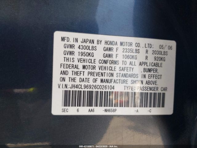 2006 ACURA TSX JH4CL96926C026104 Photo 8