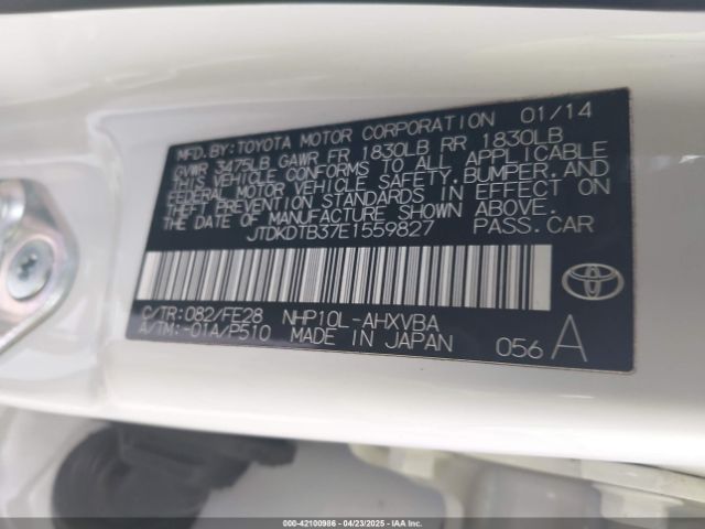 JTDKDTB37E1559827 Toyota Prius C One