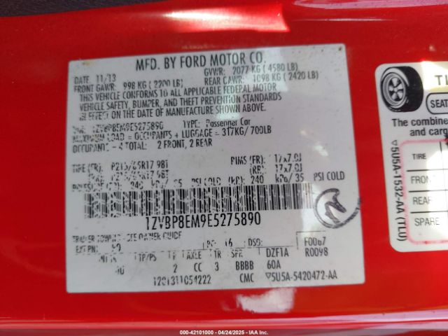 1ZVBP8EM9E5275890 Ford Mustang V6 Premium