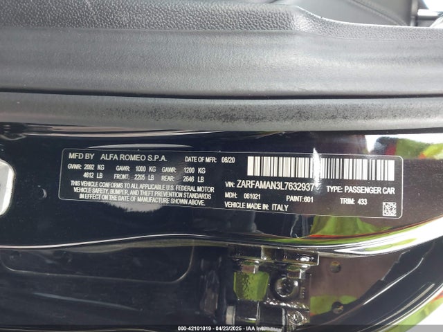 ZARFAMAN3L7632937 Alfa Romeo Giulia Rwd