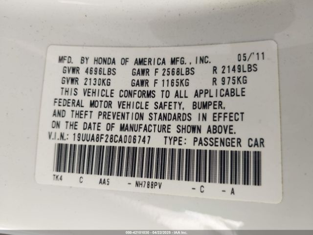 2012 ACURA TL 19UUA8F28CA006747 Photo 8