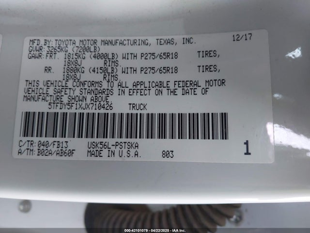 5TFDY5F1XJX710426 Toyota Tundra Sr5 5.7l V8