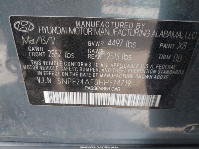 5NPE24AF0HH574719 Hyundai SONATA SE