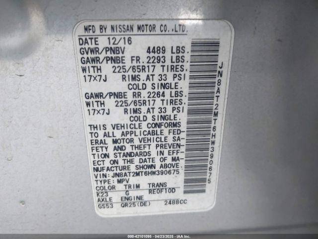 JN8AT2MT6HW390675 Nissan ROGUE S