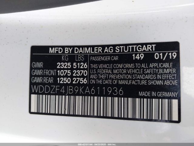 WDDZF4JB9KA611936 Mercedes-Benz E 300