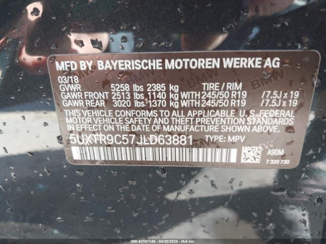 5UXTR9C57JLD63881 BMW X3 Xdrive30i