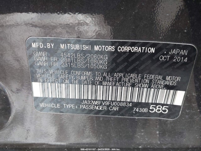 2015 MITSUBISHI LANCER EVOLUTION JA32W8FV9FU008834 Photo 8