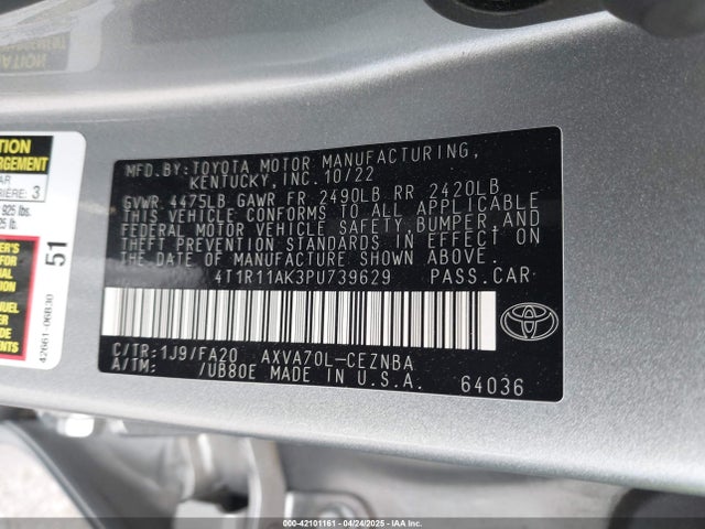 4T1R11AK3PU739629 Toyota a25a-fks