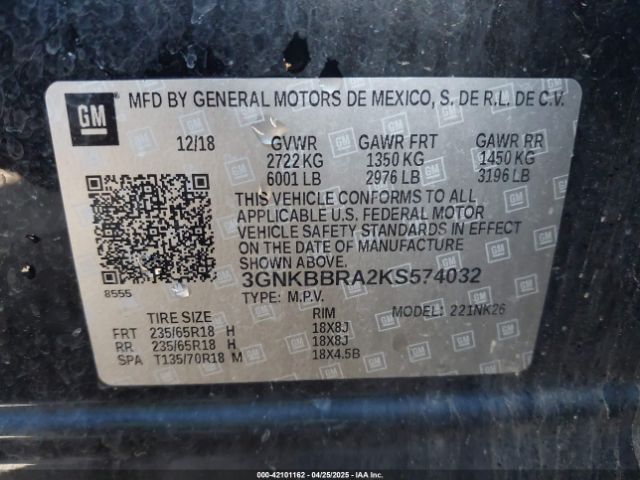 3GNKBBRA2KS574032 Chevrolet Blazer
