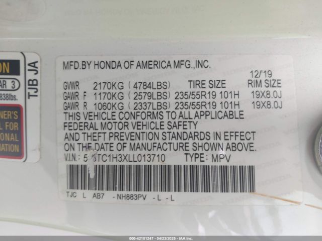 5J8TC1H3XLL013710 Acura Rdx Standard
