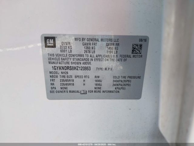 1GYKNDRS8HZ120863 Cadillac XT5 LUXURY