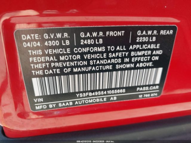 2004 SAAB 9-3 YS3FB49S541055665 Photo 8