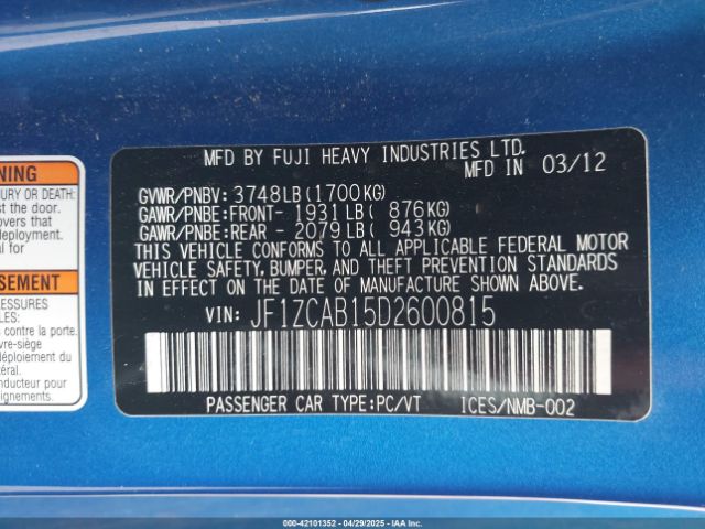 2013 SUBARU BRZ JF1ZCAB15D2600815 Photo 8
