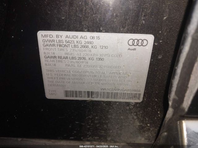 WA1C2AFP2GA039964 Audi Q5 2.0t Premium