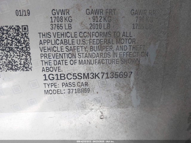 Chevrolet CRUZE LS 2019 1G1BC5SM3K7135697 Image 9
