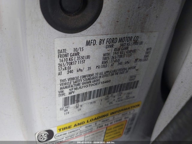 1FMJU1GT0GEF15460 Ford Expedition Xl
