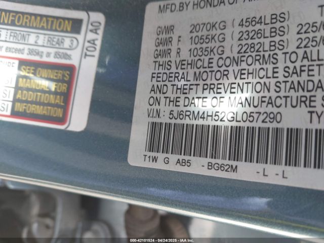 5J6RM4H52GL057290 Honda CR-V EX