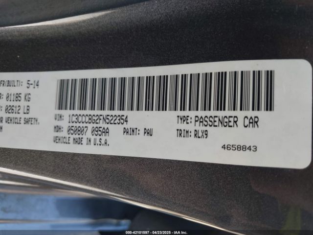 1C3CCCBG2FN522354 Chrysler 200 S