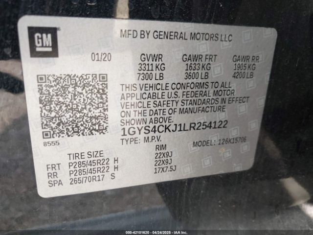 1GYS4CKJ1LR254122 Cadillac Escalade 4wd Premium Luxury