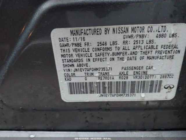JN1EV7AP0HM735371 Infiniti Q50 3.0t Premium
