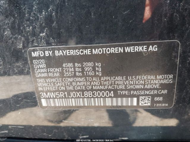 2020 BMW 330I 3MW5R1J0XL8B30004 Photo 8