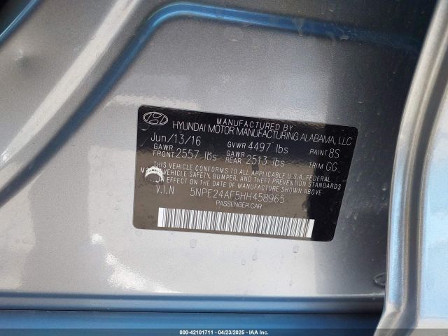 5NPE24AF5HH458965 Hyundai Sonata
