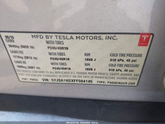 5YJSA1H2XFF084145 Tesla Model S 70d/85d/p85d