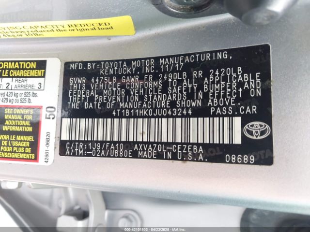 4T1B11HK0JU043244 Toyota a25a-fks