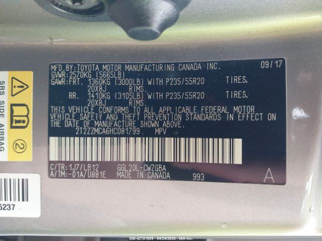 2T2ZZMCA6HC081799 Lexus RX 350