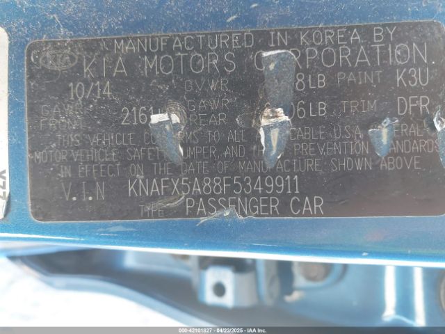 KNAFX5A88F5349911 KIA FORTE EX