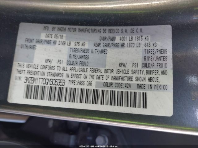 3MZBM1T70GM305353 Mazda Mazda3 I Sport