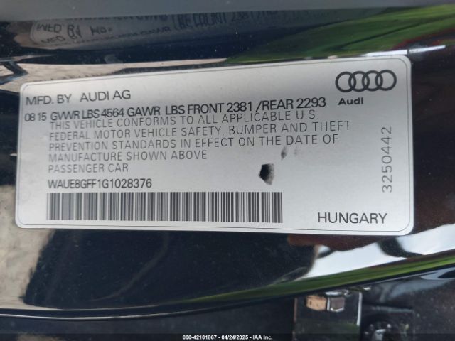 WAUE8GFF1G1028376 Audi A3 2.0t Premium