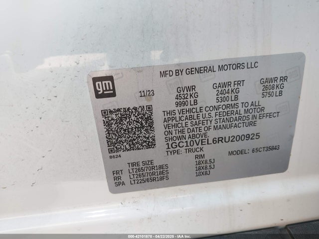 1GC10VEL6RU200925 Chevrolet Silverado Ev Work Truck