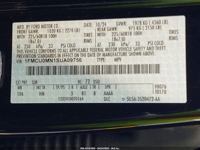 1FMCU0MN1SUA09756 Ford Escape St-line