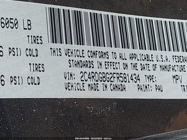 2C4RDGBG2FR581434 Dodge Grand Caravan Se