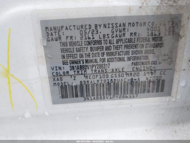3N1AB8DV1PY286317 Nissan Sentra Sr Xtronic Cvt