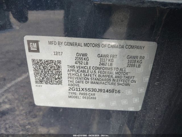 2G11X5S30J9145916 Chevrolet Impala 1fl