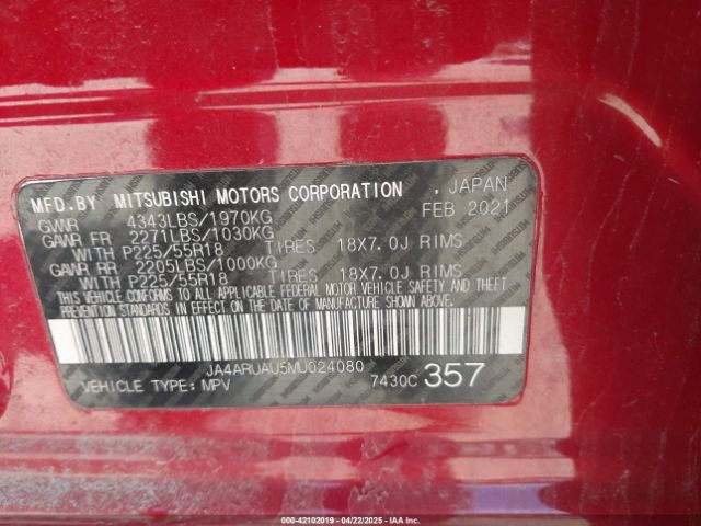 2021 MITSUBISHI OUTLANDER SPORT JA4ARUAU5MU024080 Photo 8