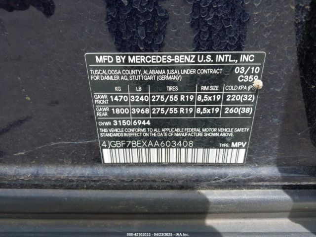 2010 MERCEDES-BENZ GL 450 4JGBF7BEXAA603408 Photo 8
