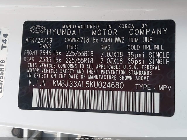 KM8J33AL5KU024680 Hyundai Tucson Limited