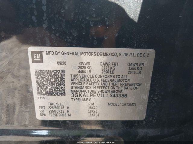 3GKALPEV1LL343386 GMC Terrain Fwd Slt